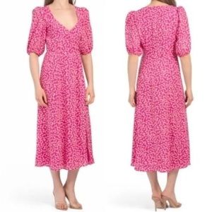 NWT WAYF midi floral skirt w/ puff sleeve